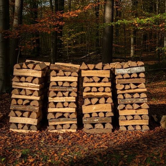 Bûches de chauffage empilées