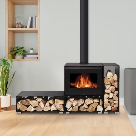 Poêle à bois avec bancs